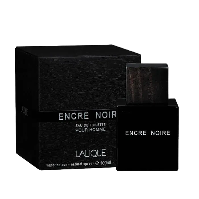 Lalique Encre Noire Eau de Toilette 100ml — flacon encrier verre sombre et coffret noir