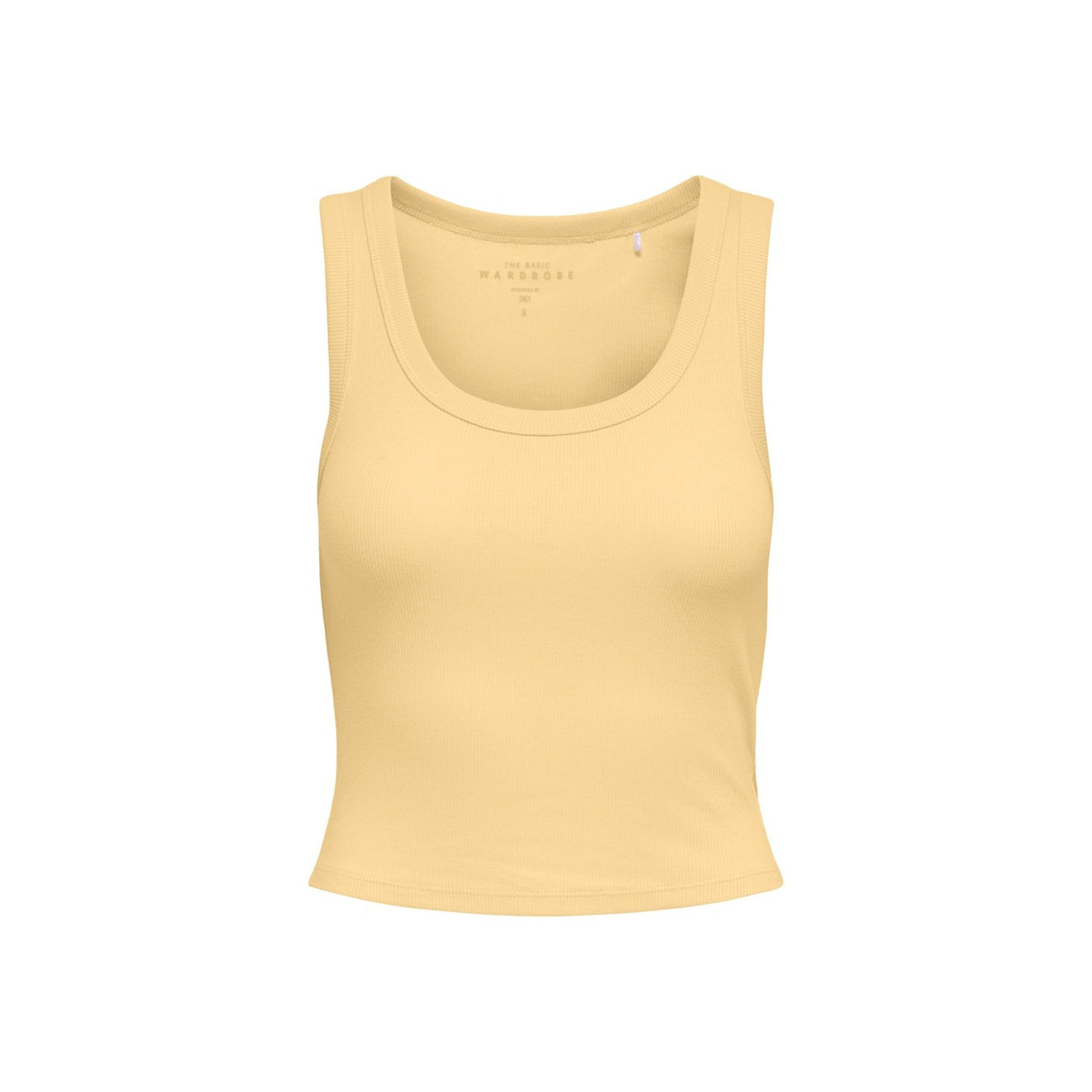 Image 1 : Débardeur Only jaune femme col rond en coton, vue de face — Delvale