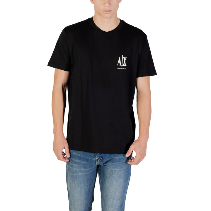 Image 1 : T-shirt Armani Exchange homme noir avec impression graphique, vue de face — Delvale