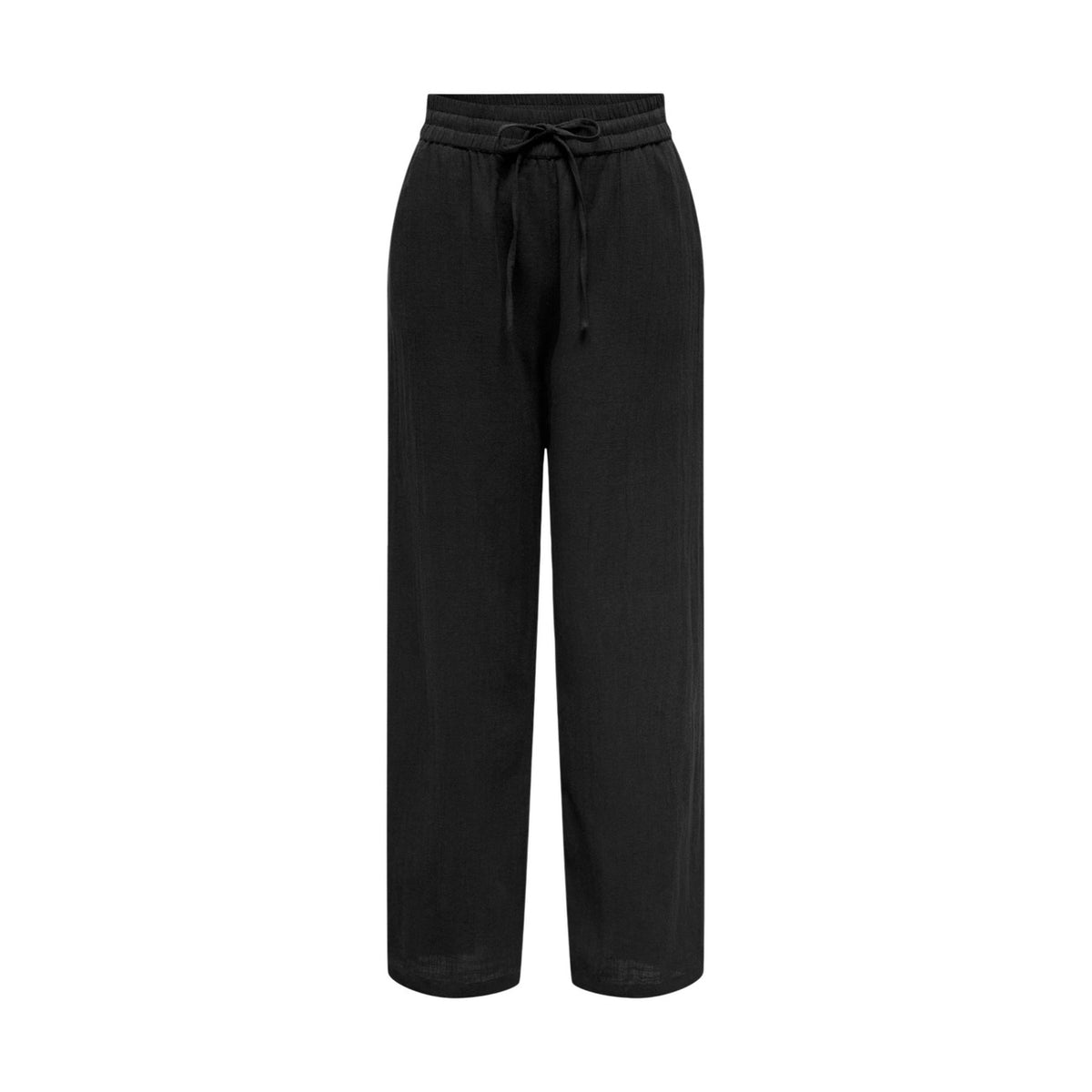 Image 2 : Détail fermeture lacets pantalon Only noir femme en coton — Delvale