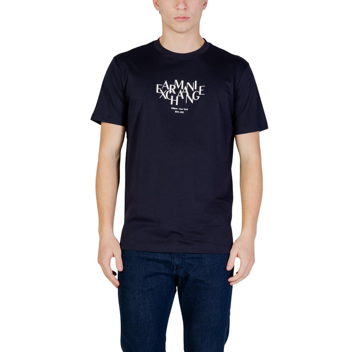 Image 1 : T-shirt Armani Exchange homme bleu avec impression, vue de face — Delvale