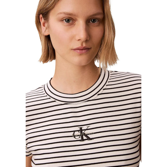 Image 2 : Détail du top rayé Calvin Klein Jeans en coton stretch, coupe moderne et décontractée — Delvale