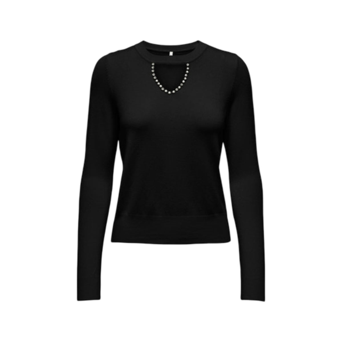 Image 1 : Pull Only femme noir col rond manches longues, coupe moderne élégante — delvale