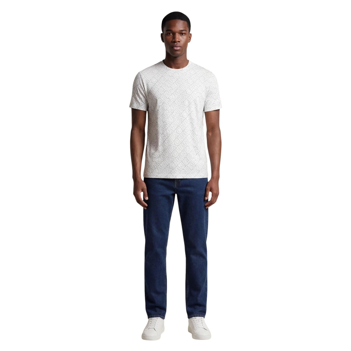 T-shirt Armani Exchange homme beige vue plein pied — coupe contemporaine style estival
