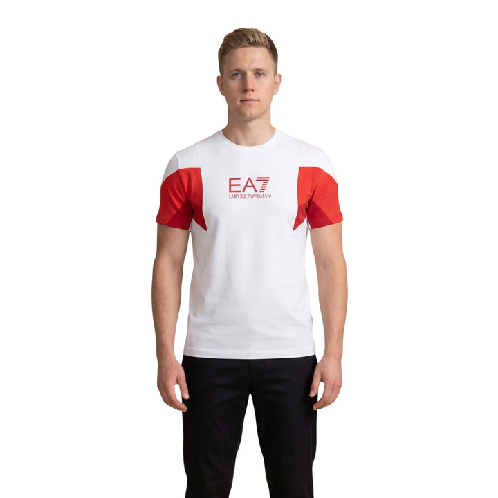 Image 1 : T-shirt Ea7 homme blanc avec impression, col rond et manches courtes — Delvale