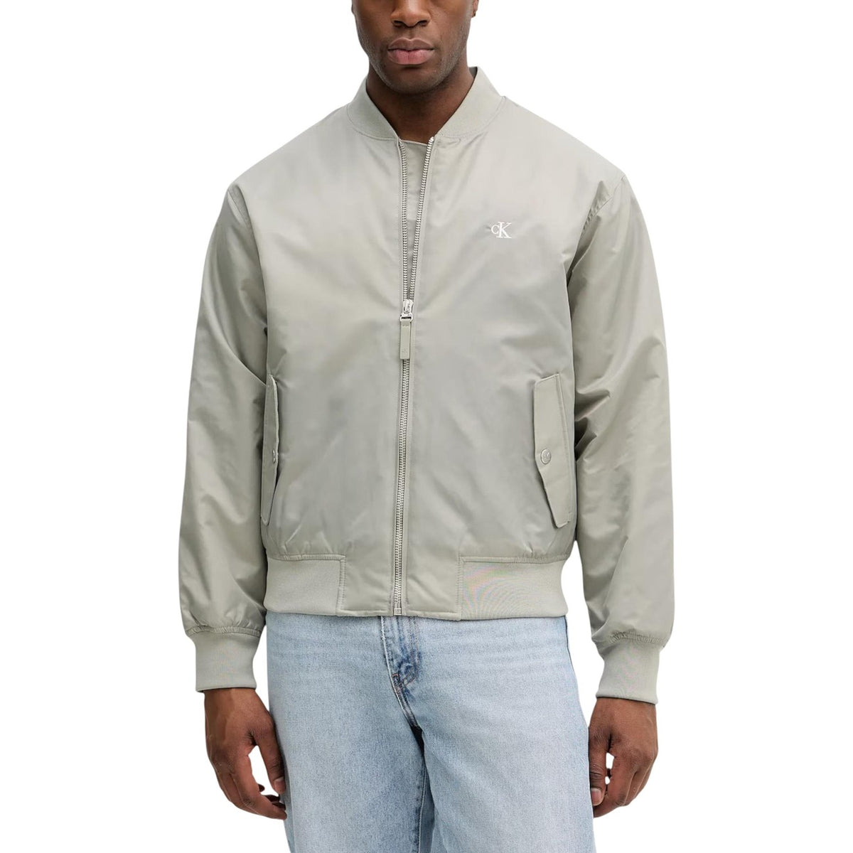 Image 1 : Veste Calvin Klein Jeans homme verte en polyamide avec fermeture zip et poches frontales — Delvale
