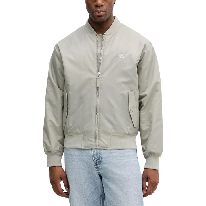 Image 1 : Veste Calvin Klein Jeans homme verte en polyamide avec fermeture zip et poches frontales — Delvale