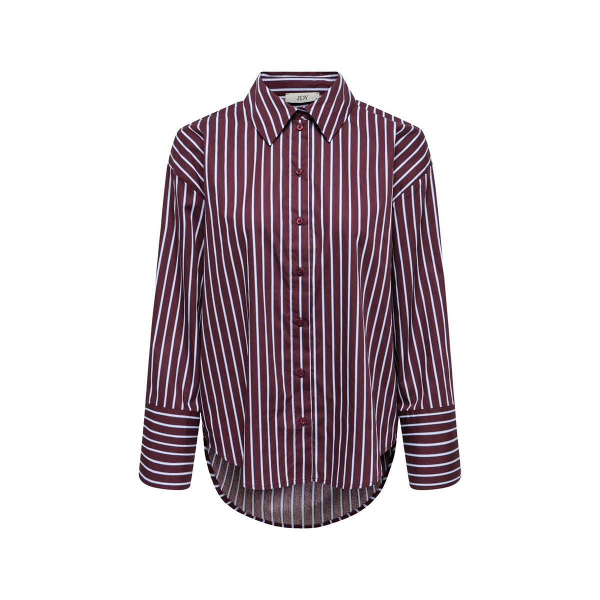 Image 1 : Chemise femme Jacqueline De Yong bordeaux à rayures avec manches longues et col rond — Delvale
