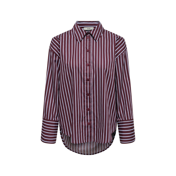 Image 1 : Chemise femme Jacqueline De Yong bordeaux à rayures avec manches longues et col rond — Delvale