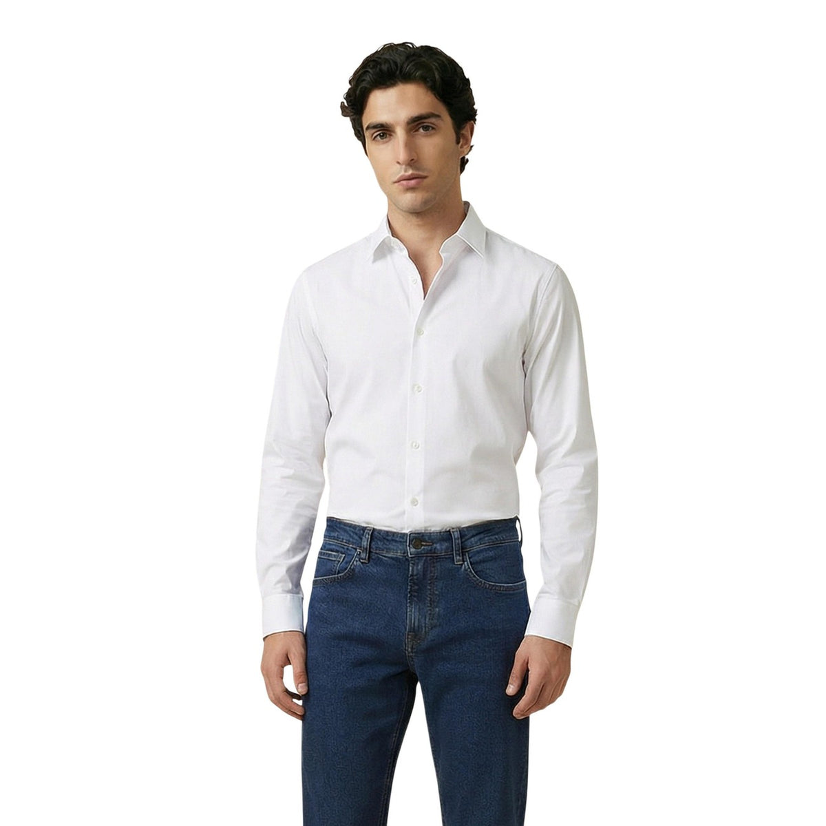 Chemise Armani Exchange homme blanc manches longues col classique – vue de face