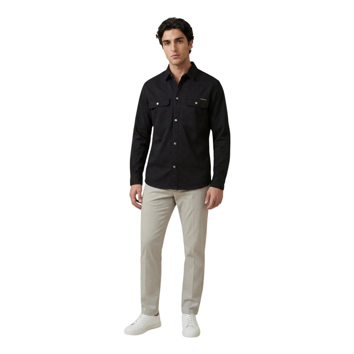 Image 3 : Vue dos chemise Calvin Klein Jeans homme noire, coupe ajustée — Delvale