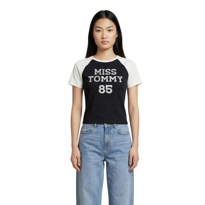 Image 1 : T-shirt Tommy Hilfiger Jeans femme noir à manches courtes et col rond — delvale