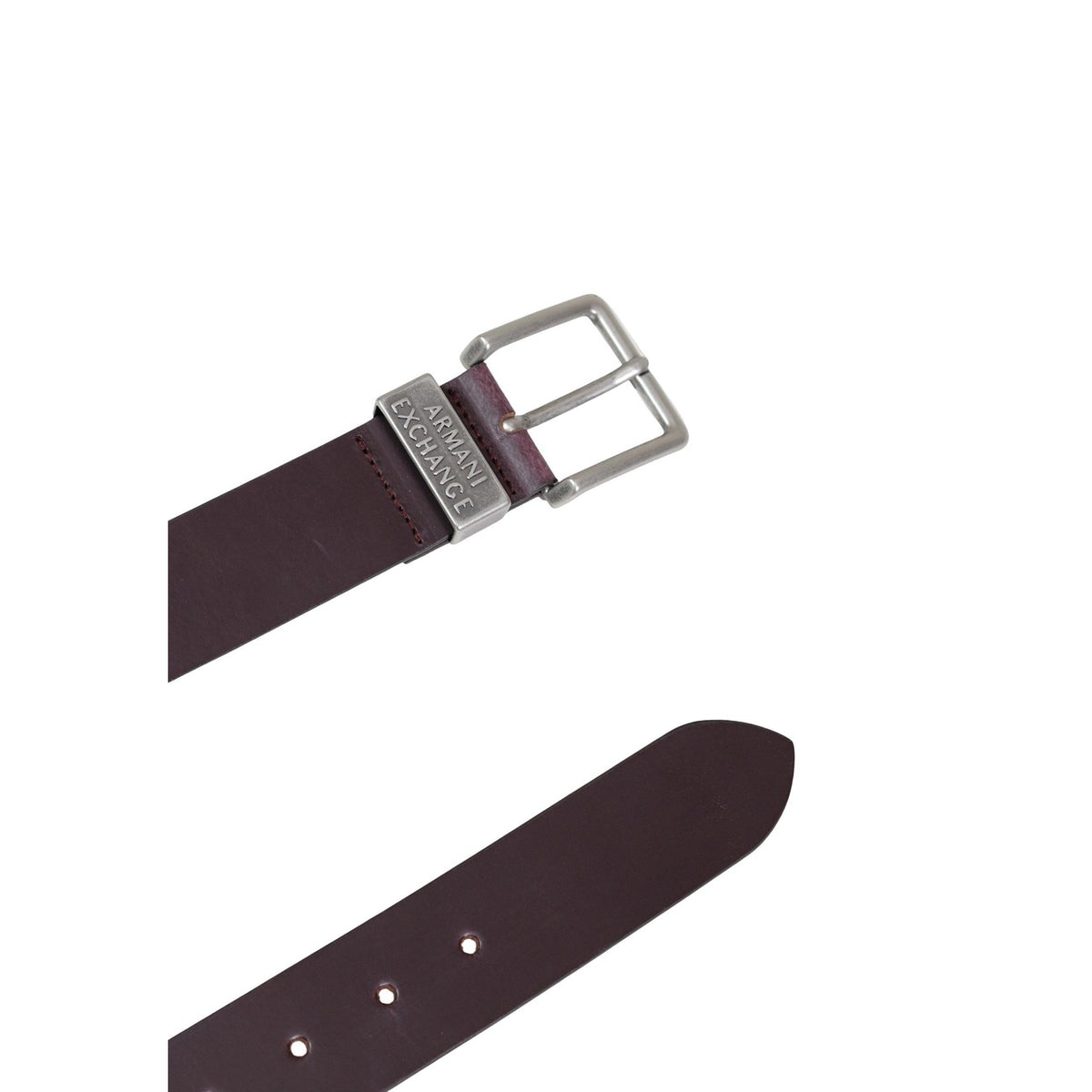 Image 5 : Extrémité biseautée de la ceinture cuir Armani Exchange homme, finition soignée et détail du cuir — Delvale