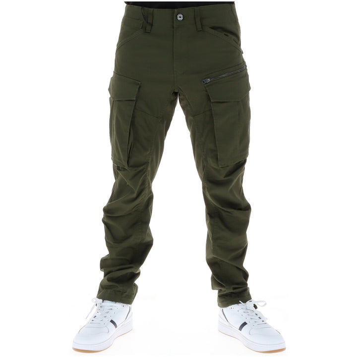 Image 1 : Pantalon cargo G-Star homme coupe slim couleur vert kaki, vue de face portée avec des sneakers blanches — Delvale