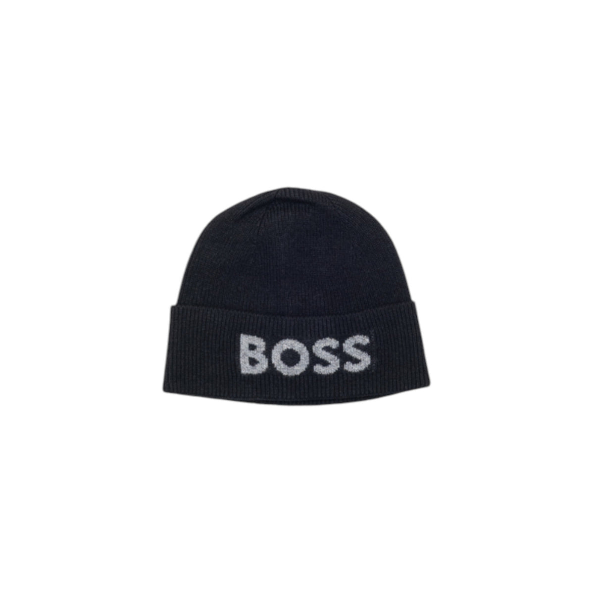 Bonnet Boss homme noir logo brodé vue de face — mélange laine polyamide viscose Ref. 50548777