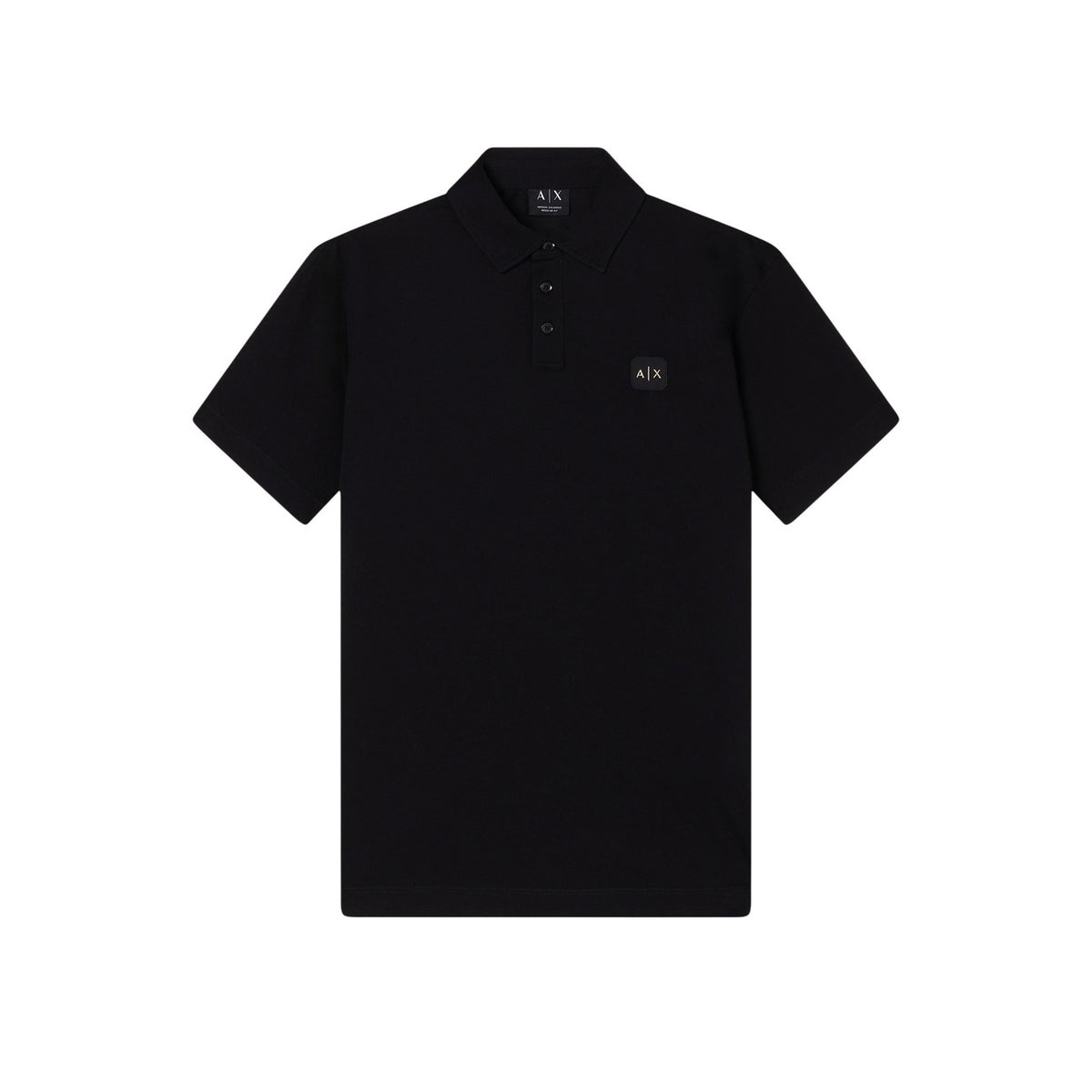 Polo Armani Exchange homme noir micro-logo brodé à plat — col boutons coton Ref. XM002232