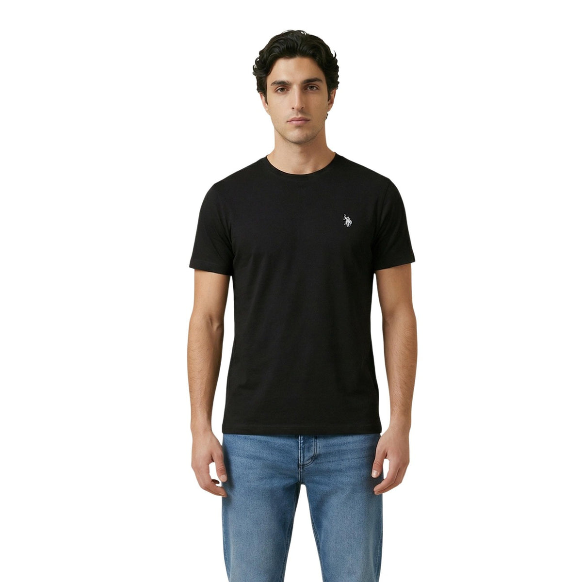 Image 5 : T-shirt col rond U.S. Polo Assn. homme, détail encolure côtelée, coloris jaune moutarde — Delvale