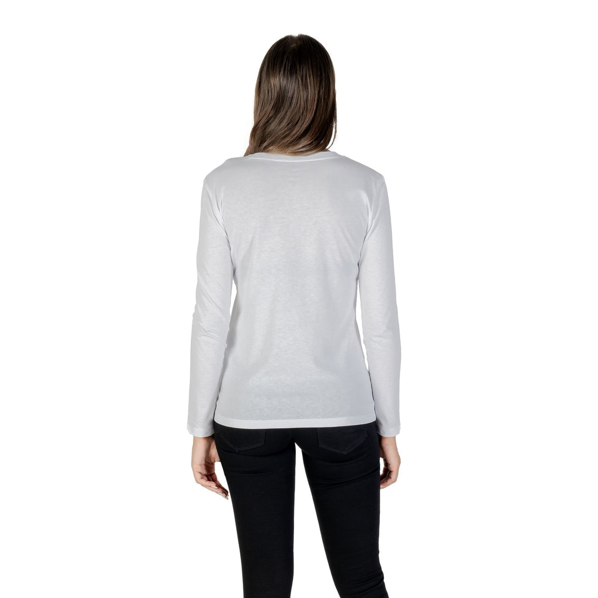 Image 2 : Détail coupe moderne t-shirt blanc Armani Exchange femme manches longues — delvale