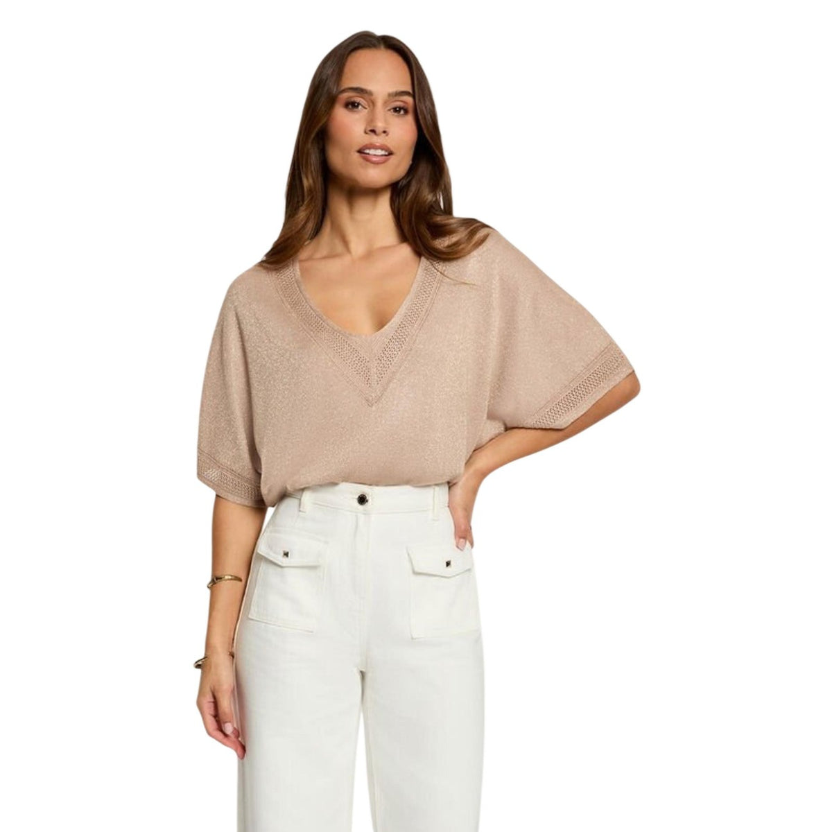 Image 4 : Pull femme Morgan De Toi beige matière viscose premium — delvale
