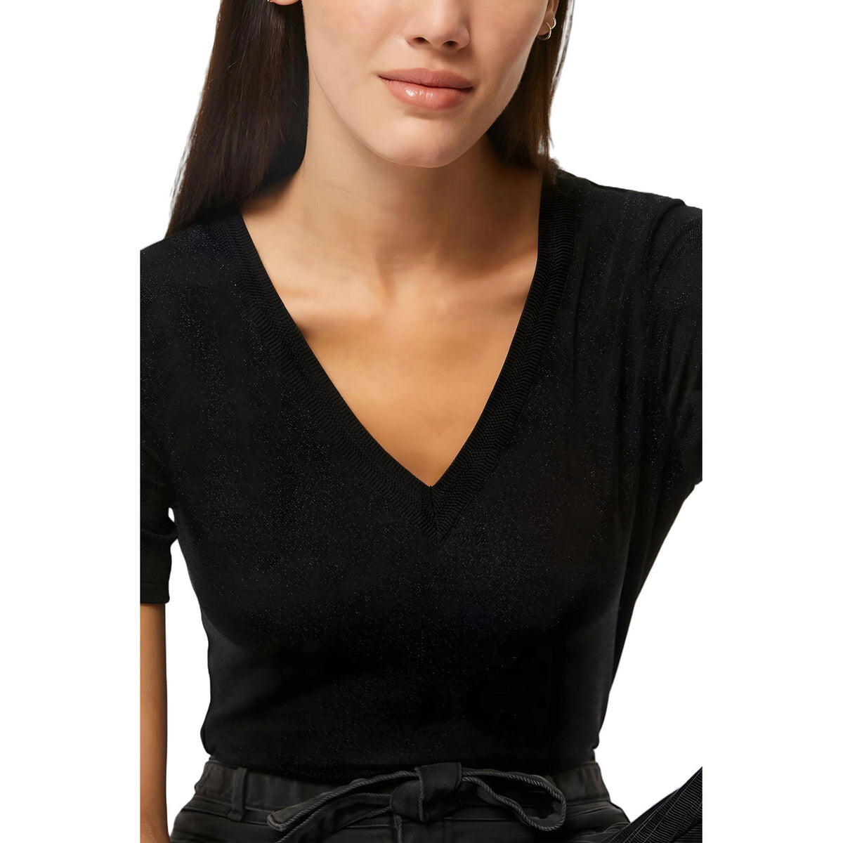Image 3 : Coupe moderne t-shirt noir Morgan De Toi col V femme — delvale