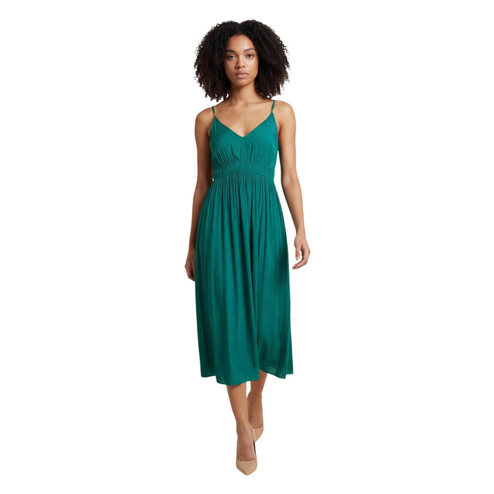 Image 1 : Robe verte Morgan De Toi à bretelles et col V pour femme — delvale