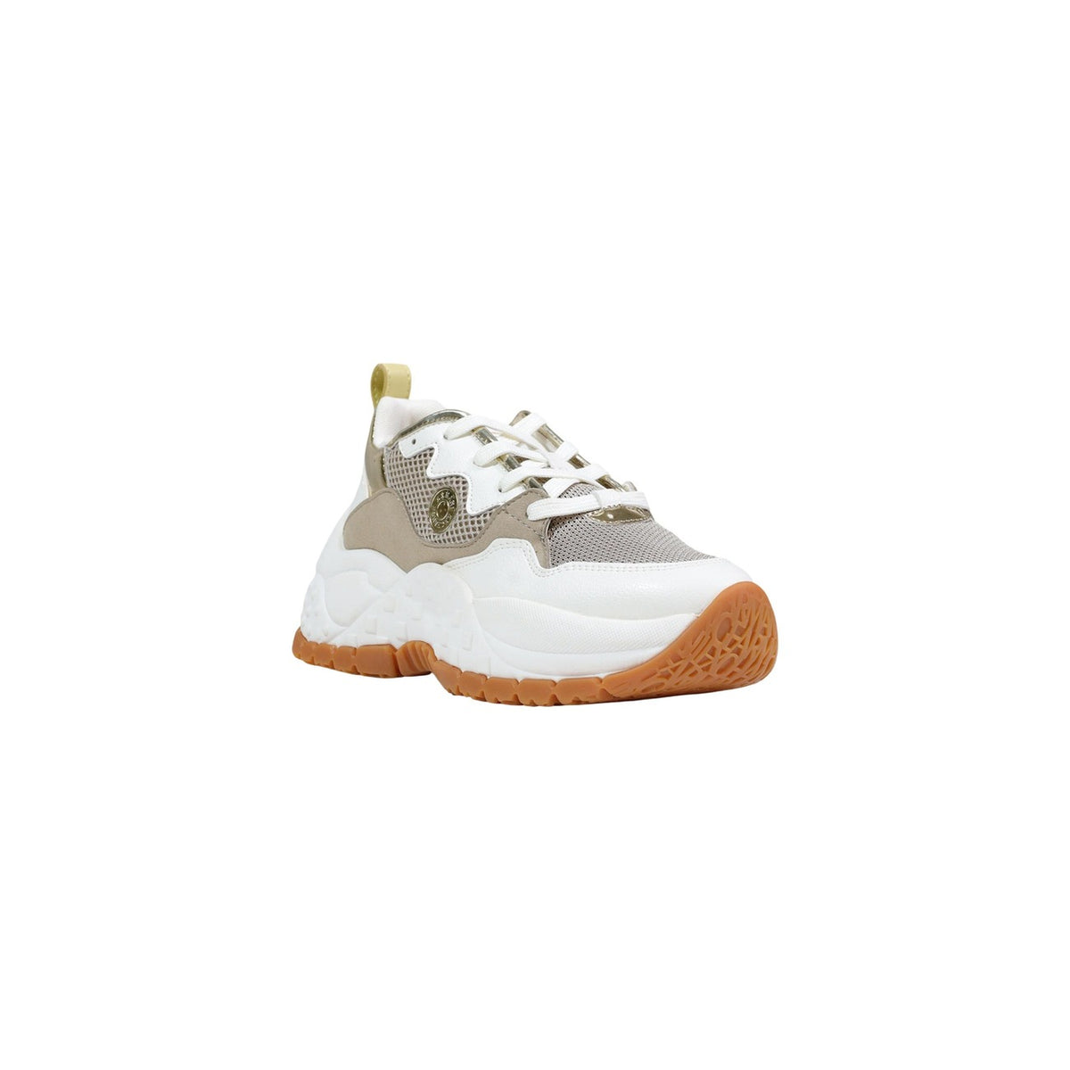 Image 2 : Baskets chunky Armani Exchange femme blanc cassé beige doré vue de face — delvale