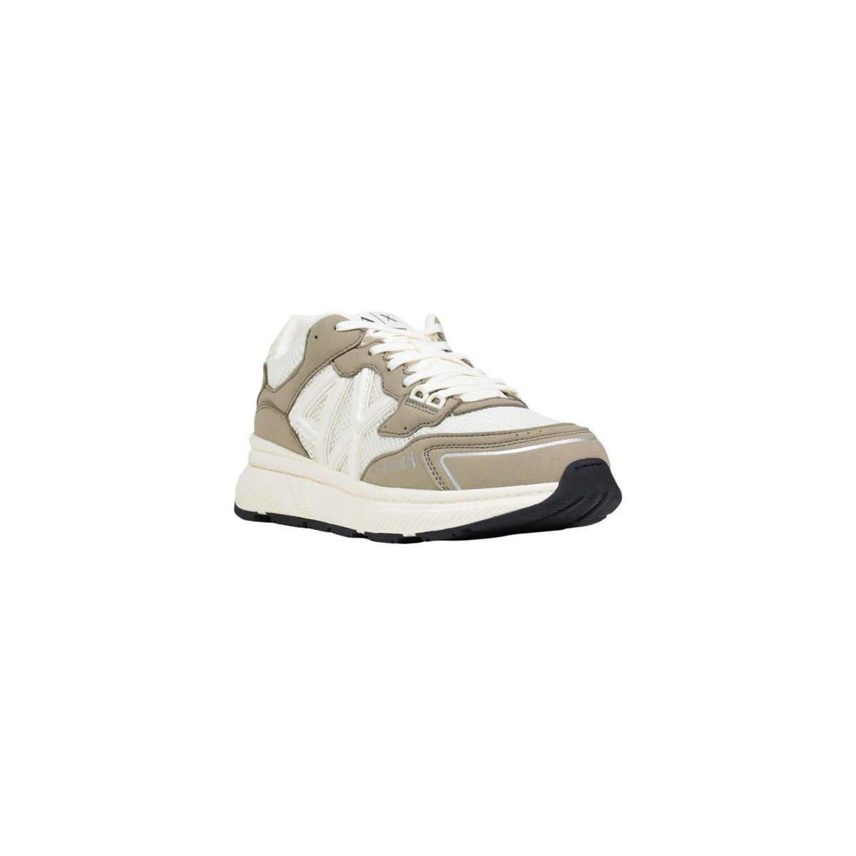 Image 2 : Baskets Armani Exchange homme beige et blanc en tissu technique, vue de face — Delvale