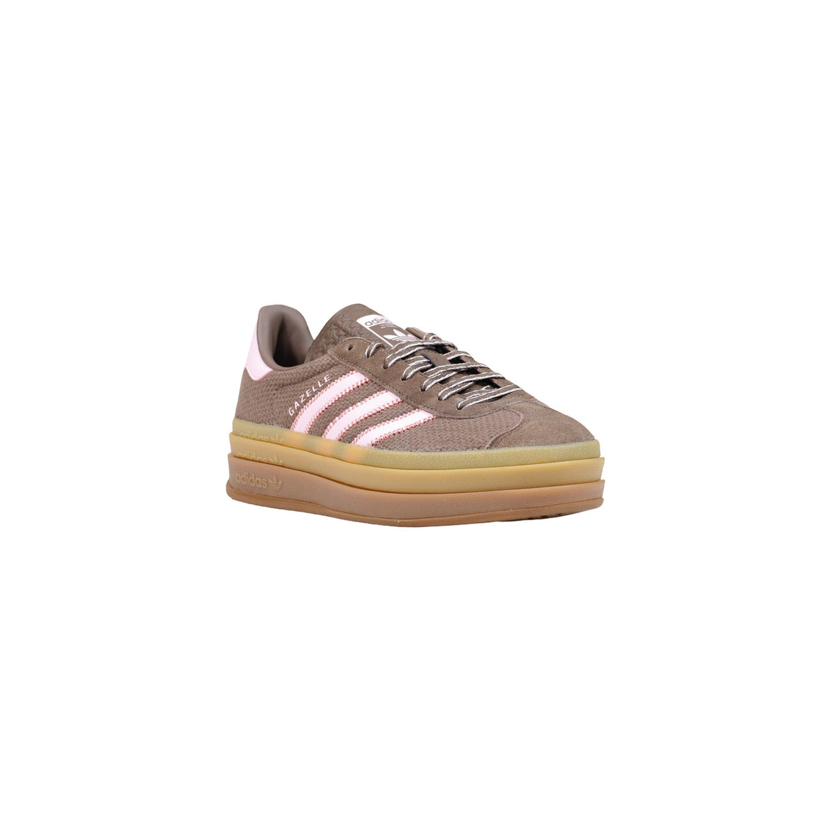 Image 2 : Adidas Originals Gazelle Bold vue de trois quarts avant, détail textile texturé et lacets assortis — Delvale