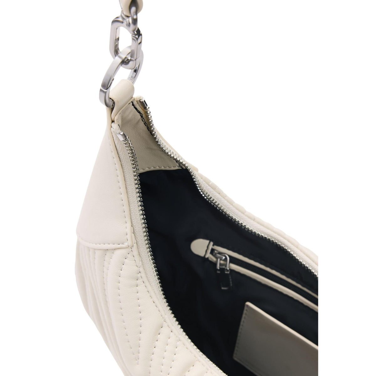 Image 3 : Sac Desigual demi-lune beige polyuréthane gaufré motif croco avec breloque liège distinctive — delvale