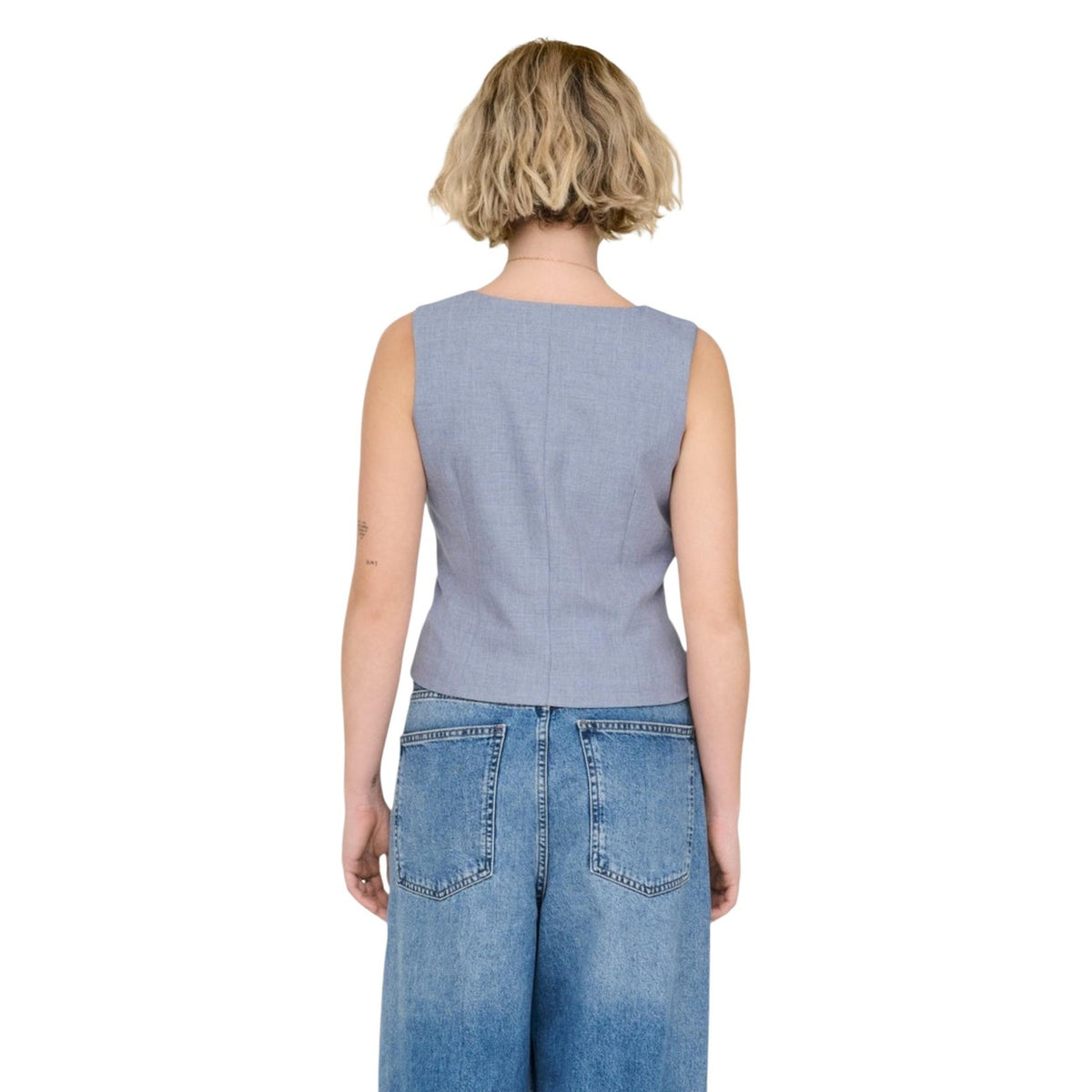 Image 2 : Gilet Only femme bleu azur fermeture boutonnée détail matière polyester — Delvale