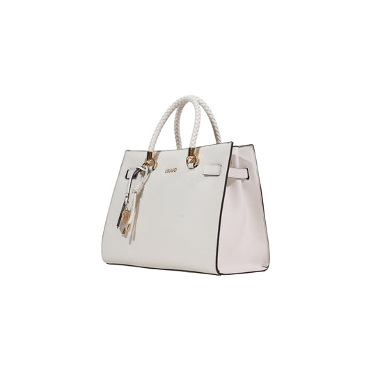 Image 2 : Détail des anses tressées en similicuir blanc avec anneaux dorés du sac Liu Jo — Delvale