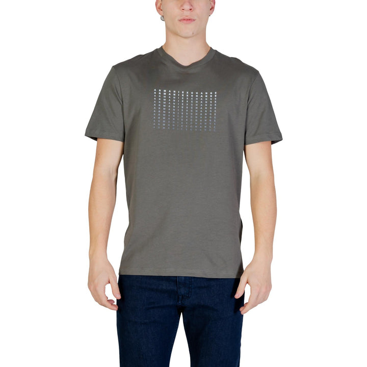 Image 1 : T-shirt vert Armani Exchange homme col rond manches courtes vue de face — Delvale
