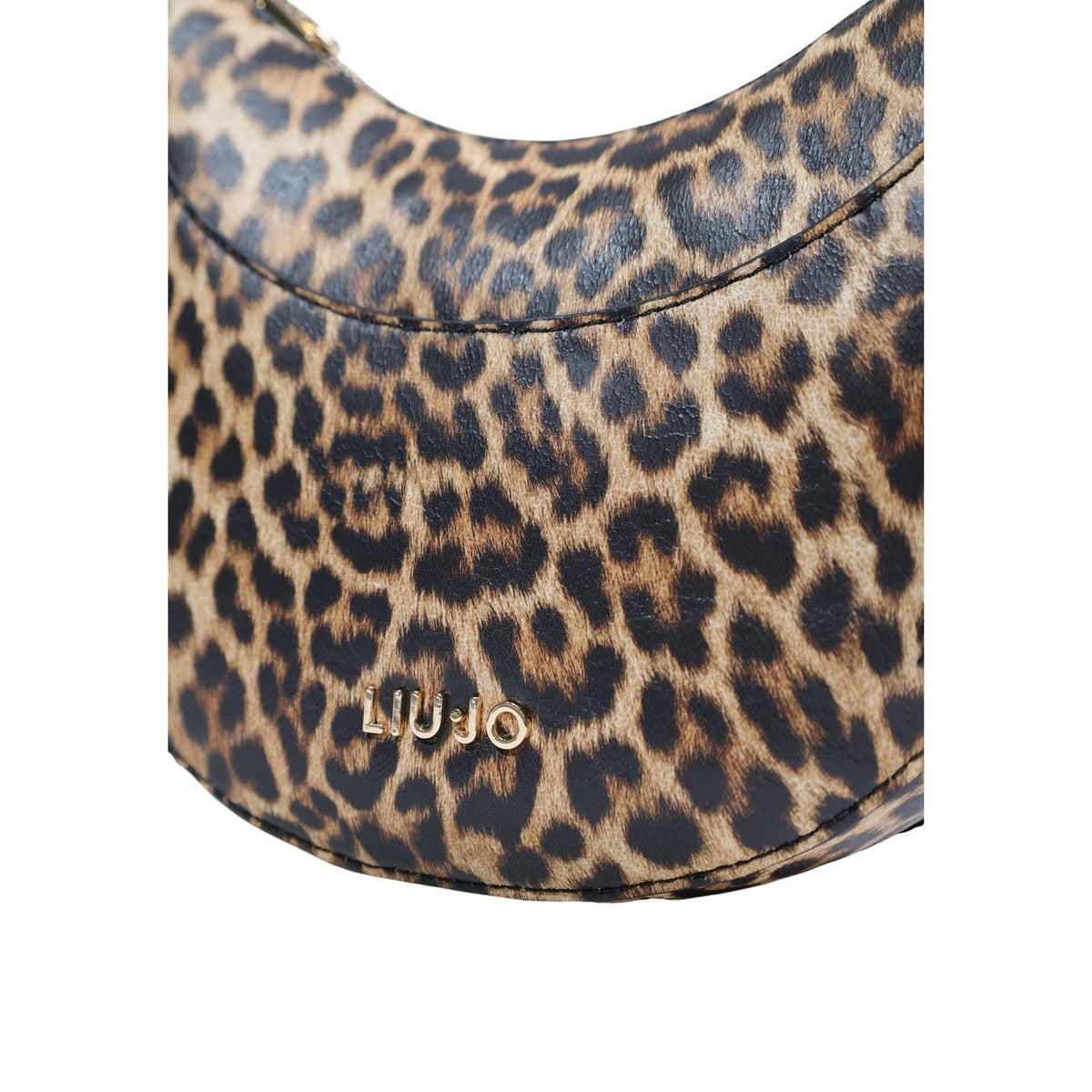 Image 2 : Sac bandoulière compact Liu Jo imprimé animal print léopard, accents dorés et logo Liu Jo en façade, fond blanc — Delvale