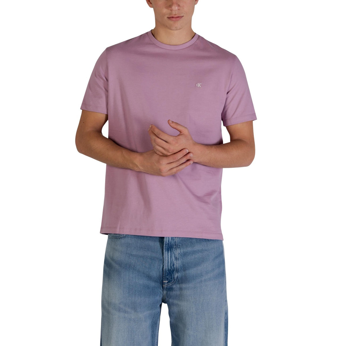 Image 8 : T-shirt Calvin Klein Jeans homme bleu azur détail matière coton — Delvale
