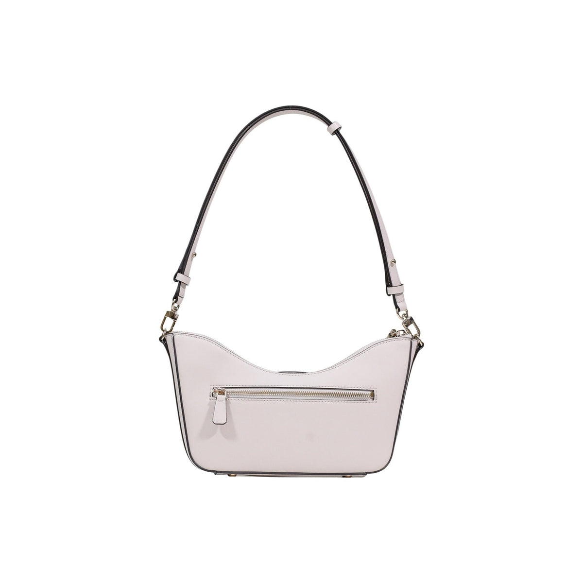Image 3 : Vue de profil du sac baguette Guess femme blanc cassé montrant la forme structurée et la bandoulière longue — Delvale
