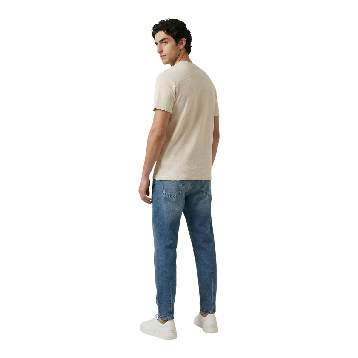 Image 2 : Détail col rond t-shirt Calvin Klein Jeans homme beige — Delvale