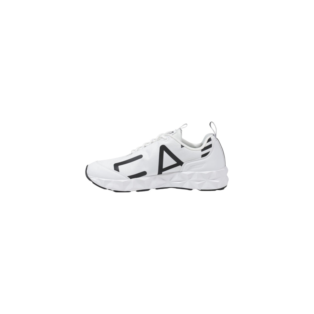 Image 3 : Profil des baskets EA7 Emporio Armani homme, tige textile technique blanc/noir — Delvale