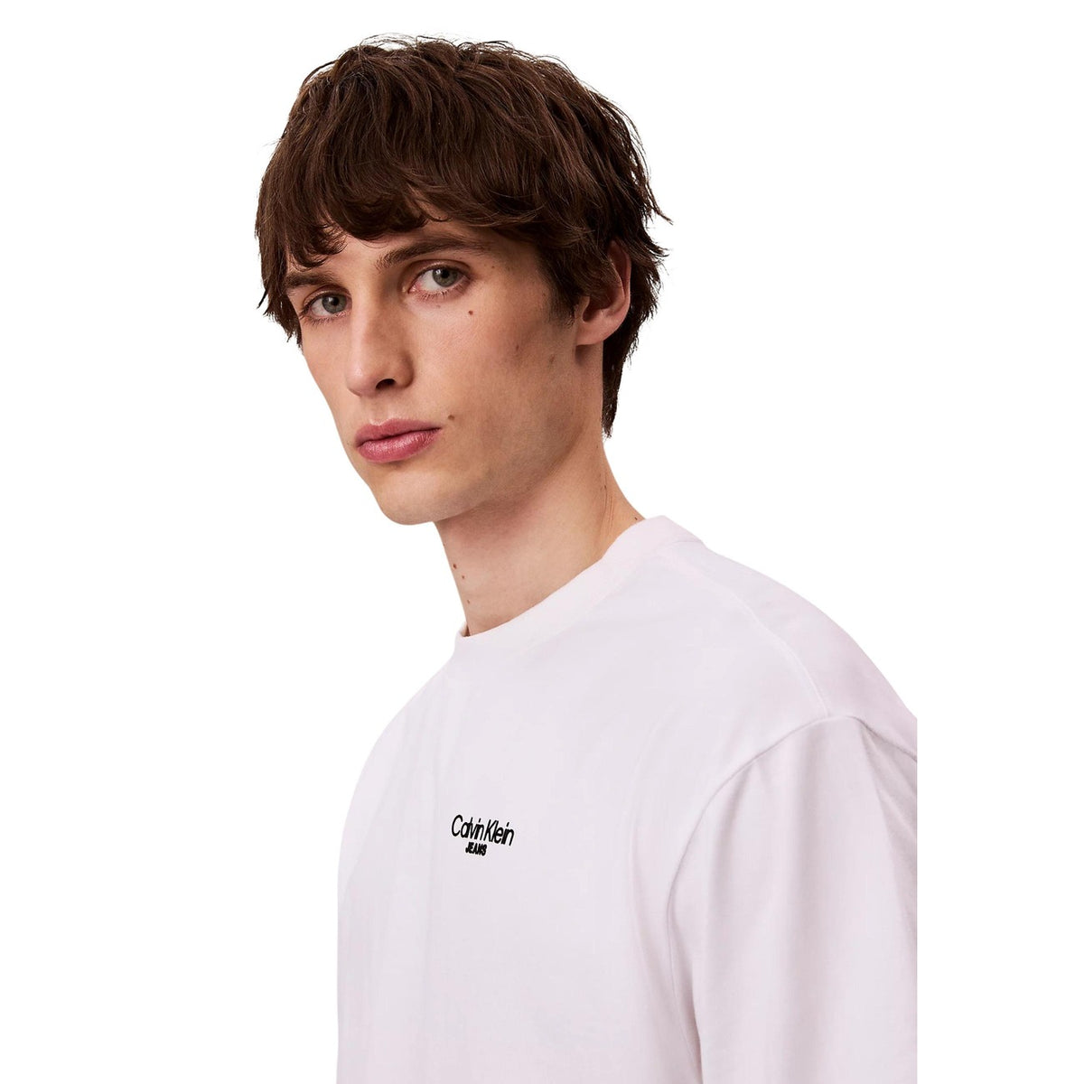 Image 5 : Détail tissu coton t-shirt blanc Calvin Klein Jeans homme col rond — delvale