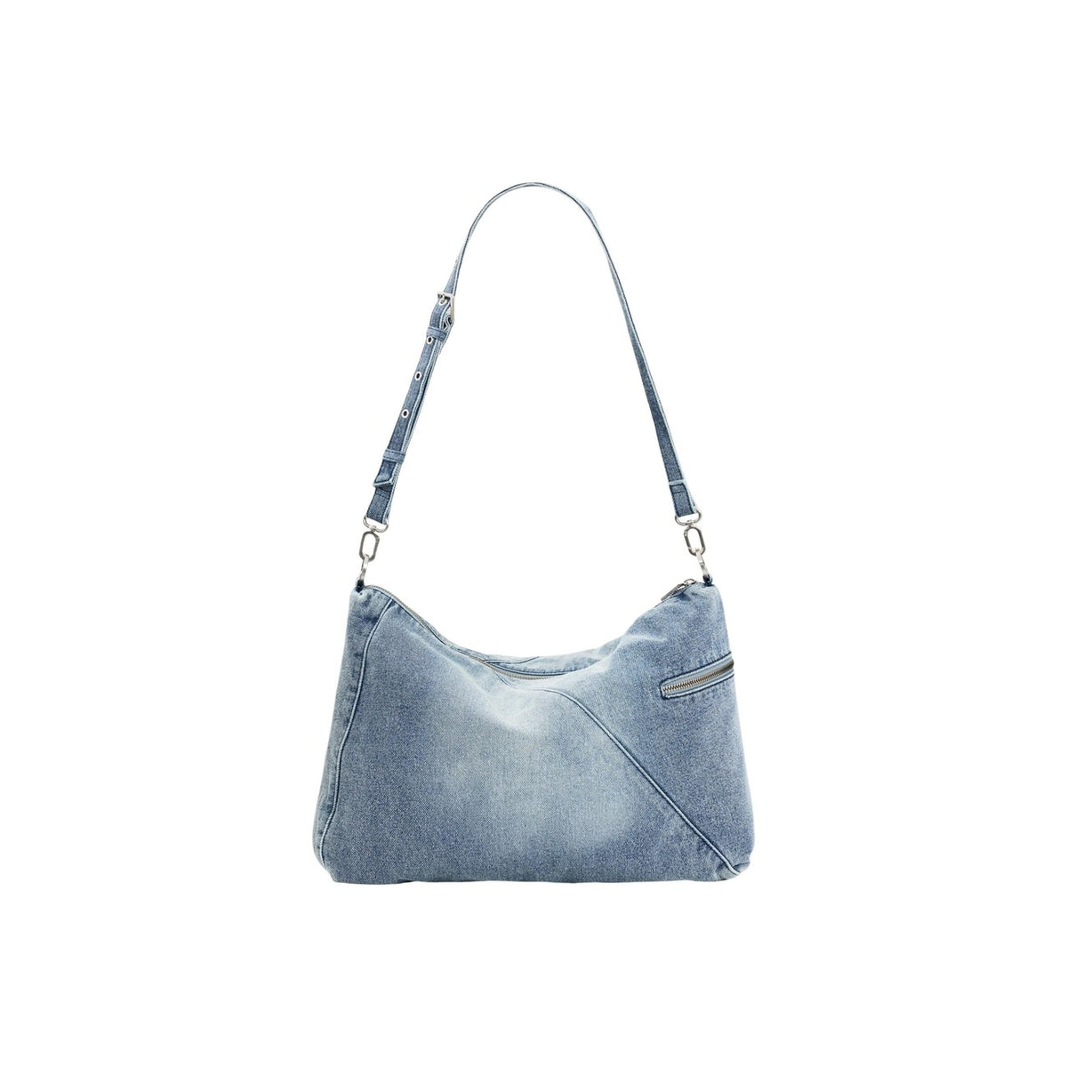 Image 3 : Vue d'ensemble du sac hobo Desigual femme avec anse tressée et finitions denim délavé — Delvale