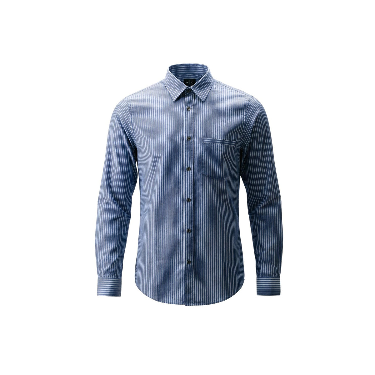 Chemise Armani Exchange homme bleu azur rayures – vue de détail tissu coton