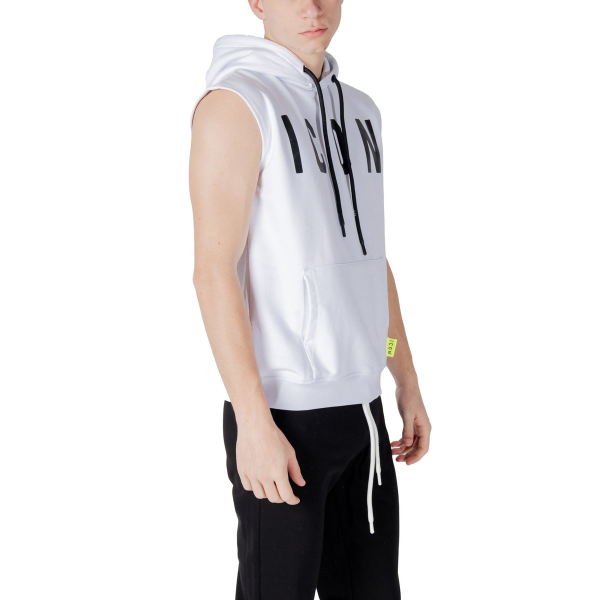 Image 3 : Sweat à capuche Icon homme blanc sans manches, vue de dos — delvale