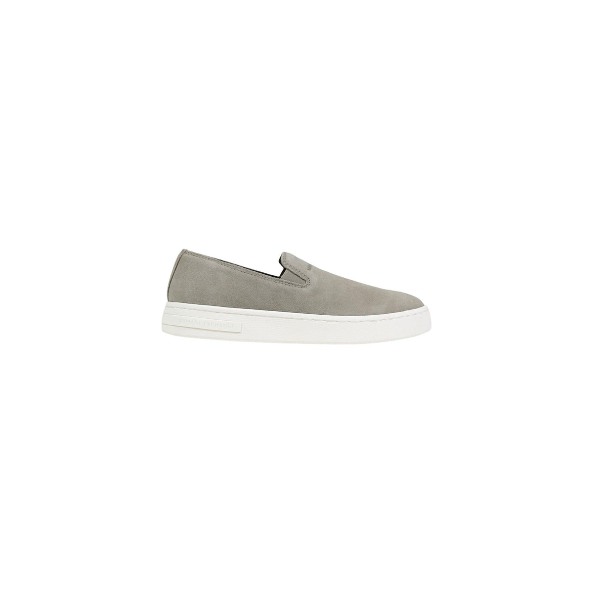 Profil du mocassin slip-on Armani Exchange homme vert sauge à semelle blanche