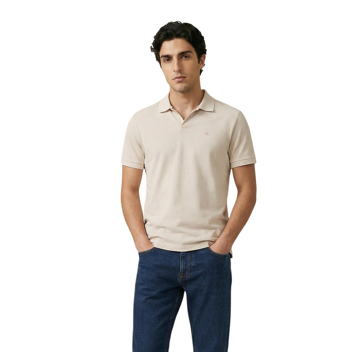 Image 4 : Polo Calvin Klein Jeans bleu homme, vue arrière montrant la coupe moderne — Delvale