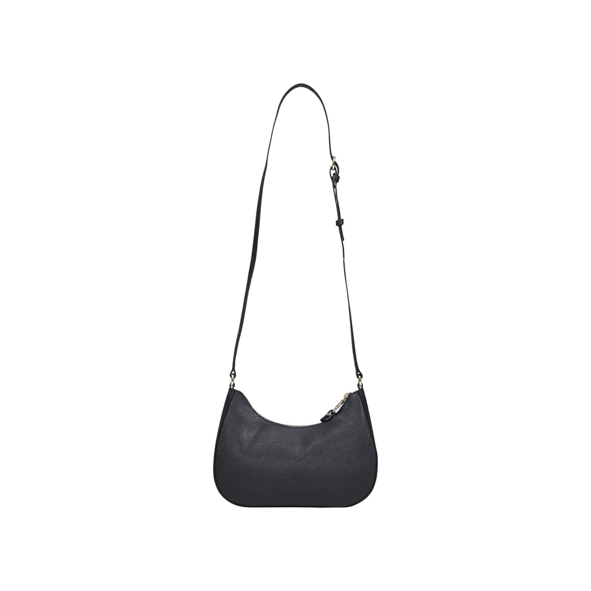 Image 2 : Sac bandoulière Alviero Martini Prima Classe noir, bandoulière réglable longue en port croisé, détail fermeture zip dorée — Delvale