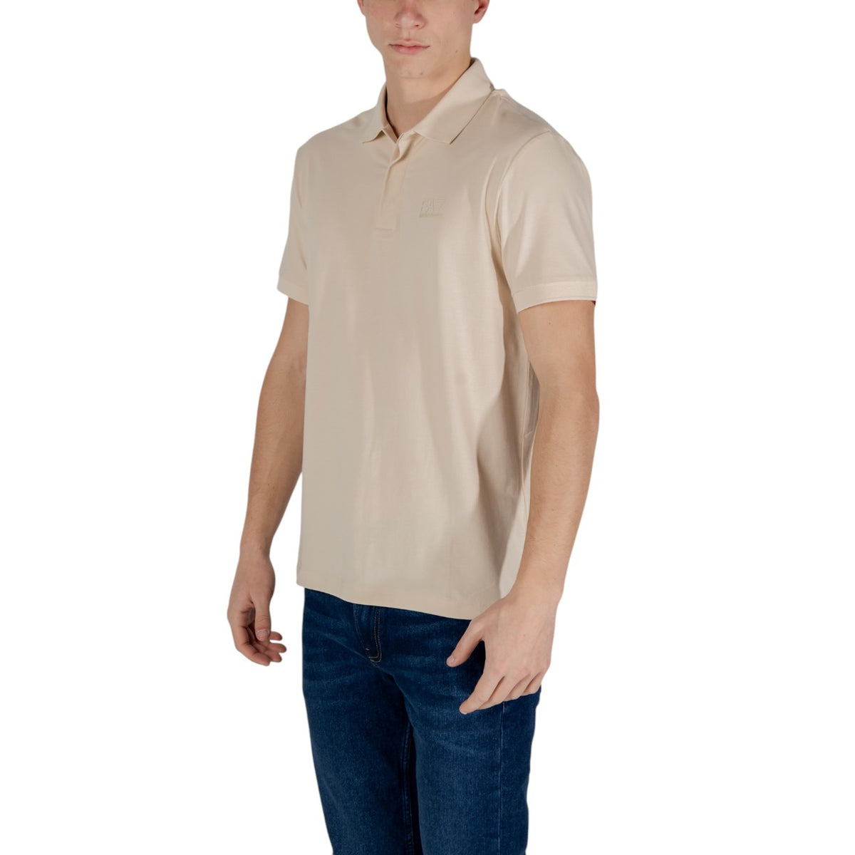 Image 2 : Détail fermeture boutonnée polo Ea7 beige en coton élasthanne — Delvale