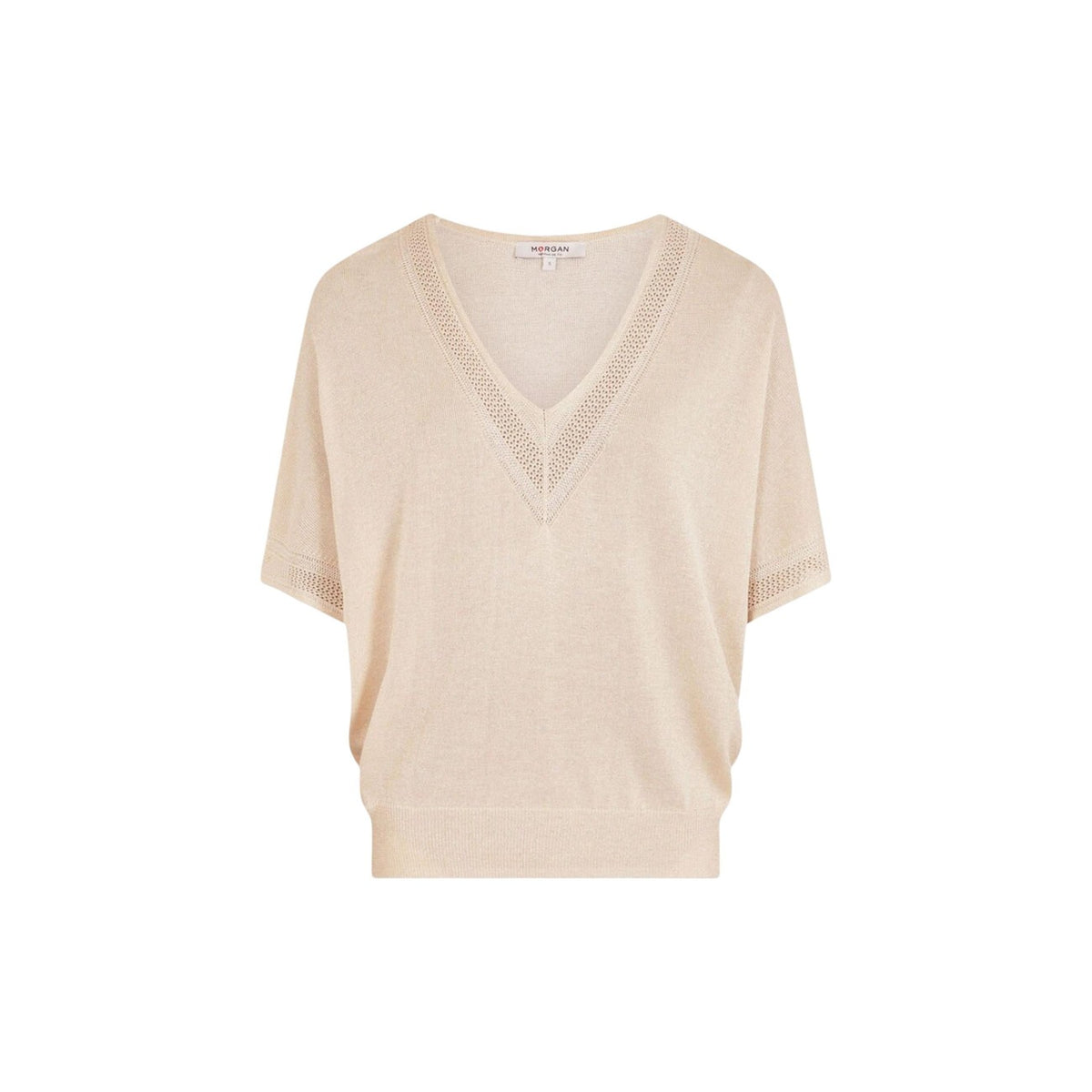 Image 3 : Pull manches courtes beige Morgan De Toi vue de face — delvale