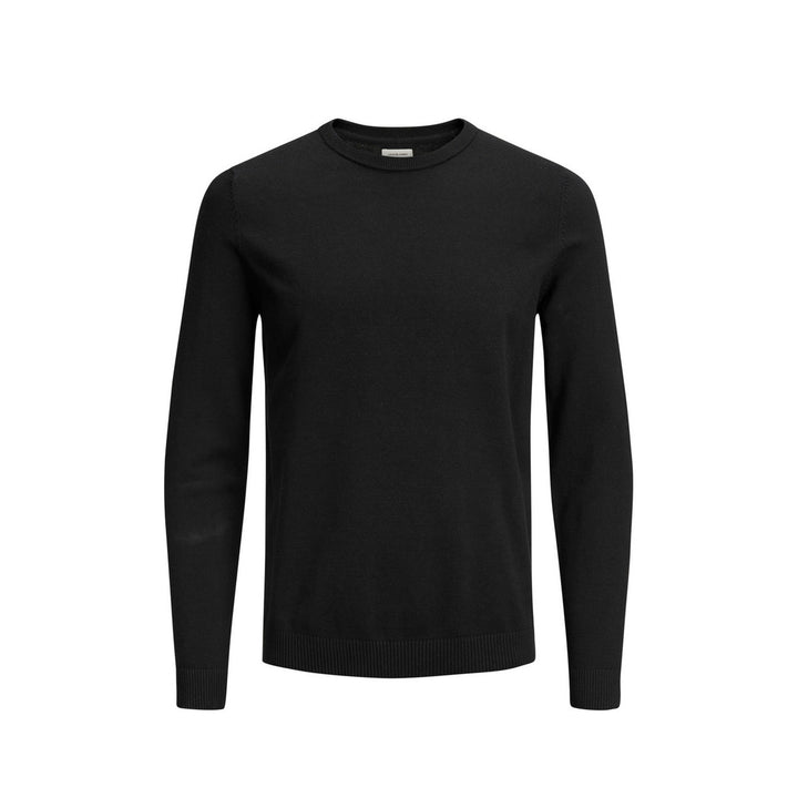 Image 1 : Pull homme Jack & Jones noir col rond manches longues en coton — delvale