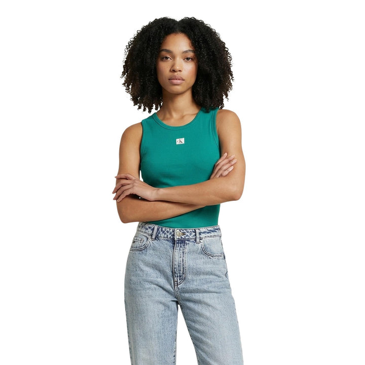 Image 1 : Débardeur Calvin Klein Jeans vert femme col rond coupe regular — Delvale