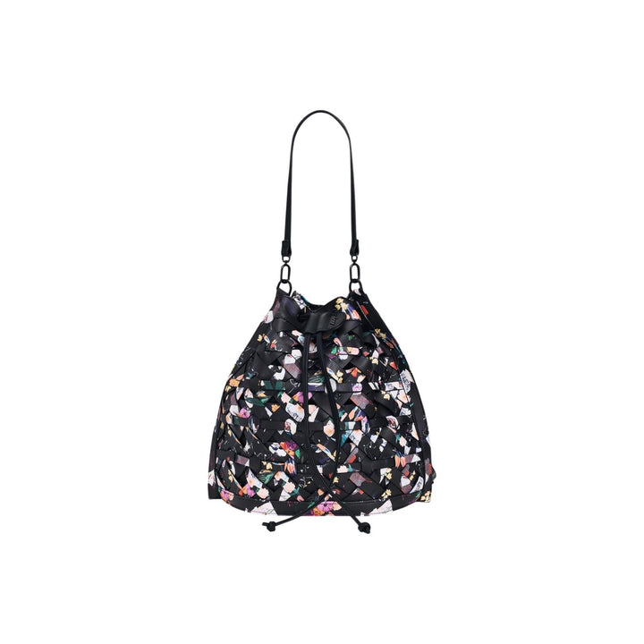 Image 1 : Sac hobo Desigual en denim bleu marine avec appliqués floraux en relief et détails argentés — delvale