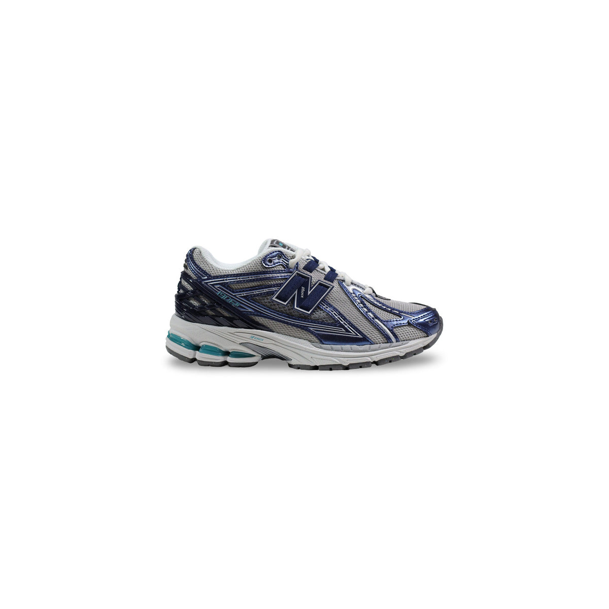 Image 1 : Baskets New Balance 1906R femme bleu marine et gris argenté avec détails turquoise — Delvale